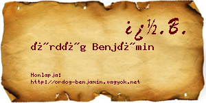 Ördög Benjámin névjegykártya